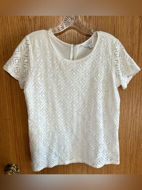 Market & Spruce blouse Top womens Medium lined lace front pullover zip back